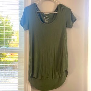 green soft and sexy shirt, xtra small, short in the front and longer in the back